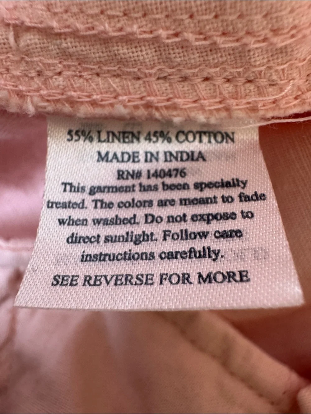 Faherty Light Pink Flat Front Linen Cotton Blend Shorts Size 38